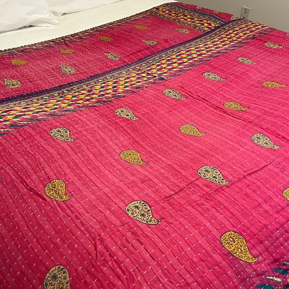 Hand Crafted Other - KANTHA QUILT HANDCRAFTED LIGHTWEIGHT REVERSIBLE BLANKET THROW BEDDING INDIA